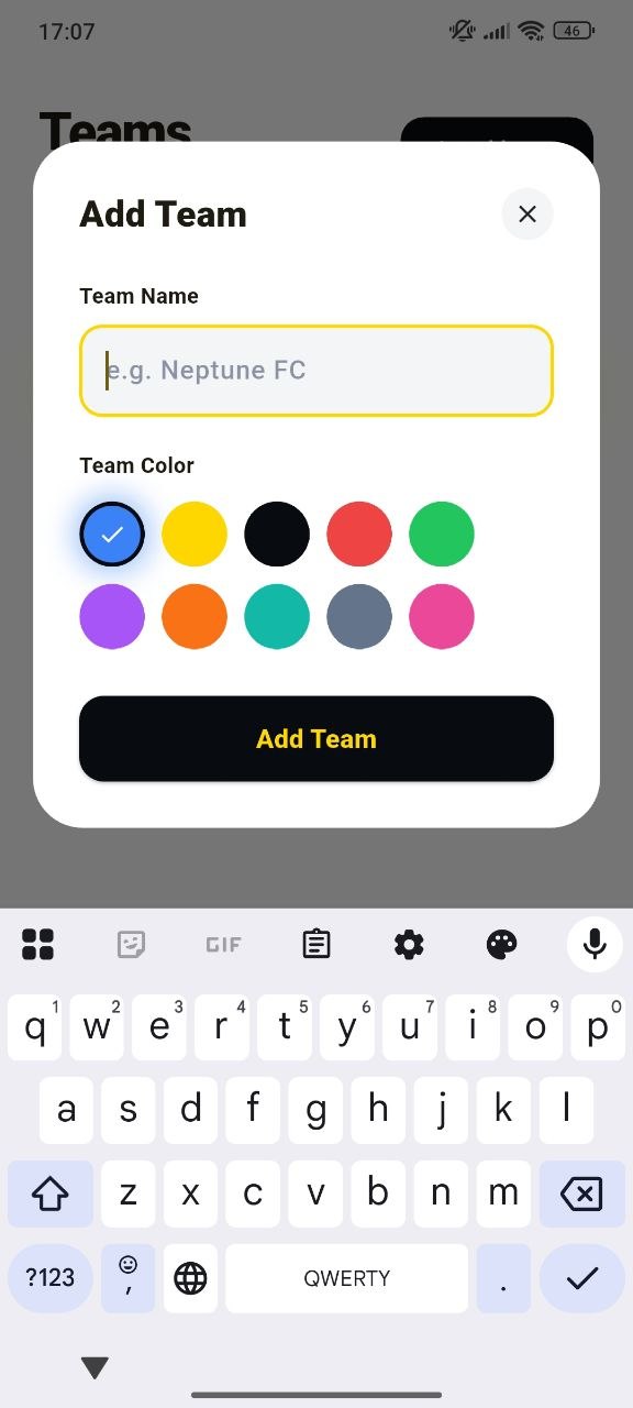 Team detail screen
