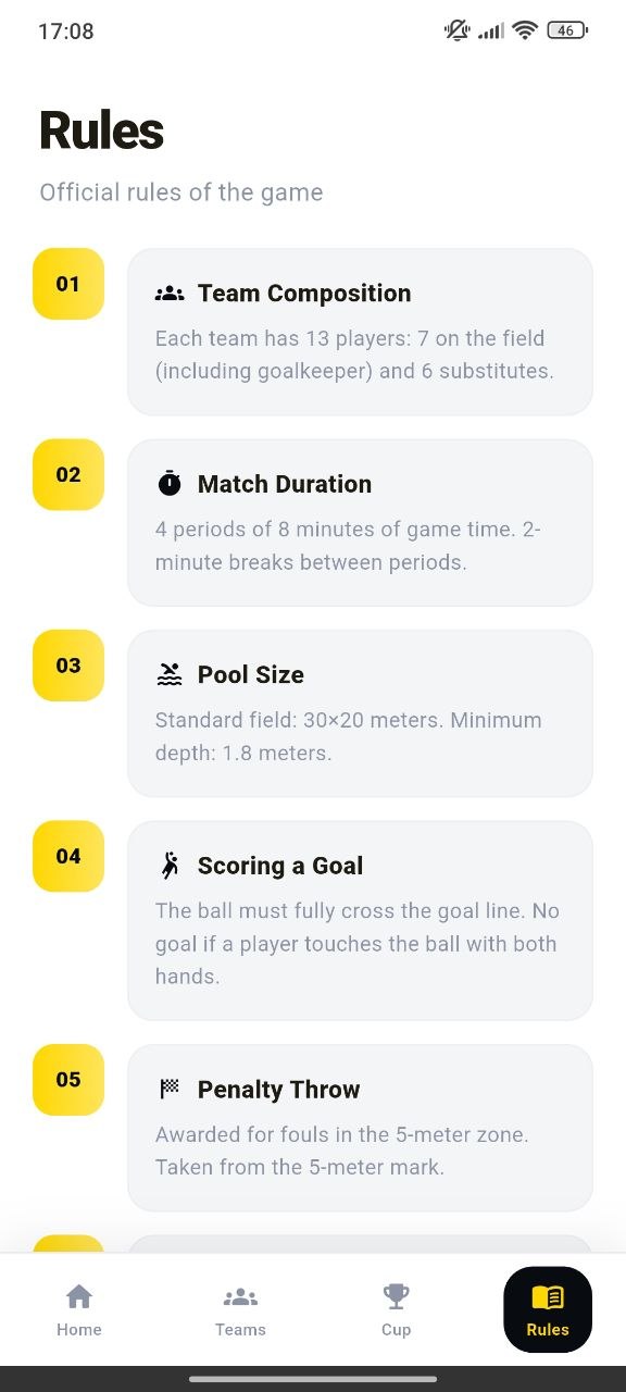 Rules screen